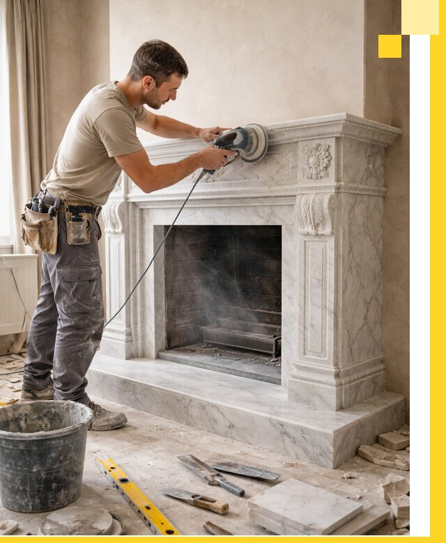 Изготовление и установка мраморных каминов в Севастополе под ключ