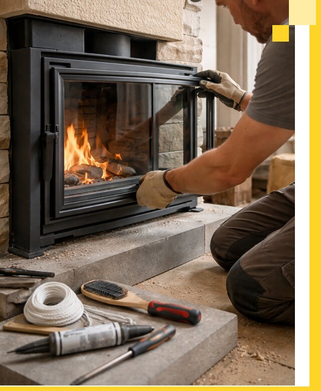 Производство, монтаж и доставка каминов со стеклом в Севастополе