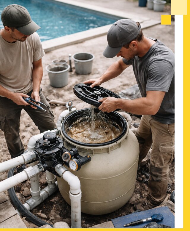 Установка и обслуживание песочных фильтров для бассейнов в Севастополе