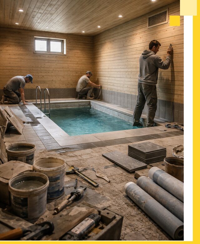 Строительство бани с бассейном и сауной под ключ в Севастополе