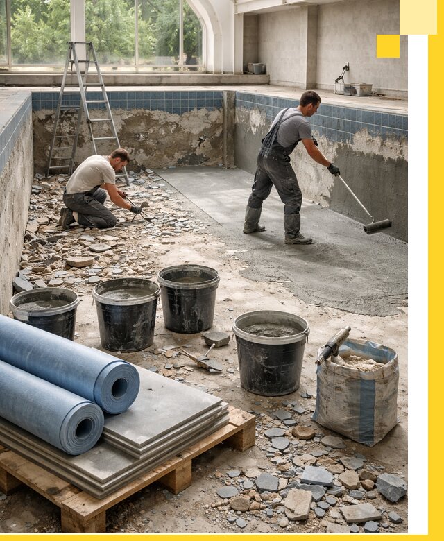 Реконструкция бассейнов в Севастополе: ремонт, гидроизоляция