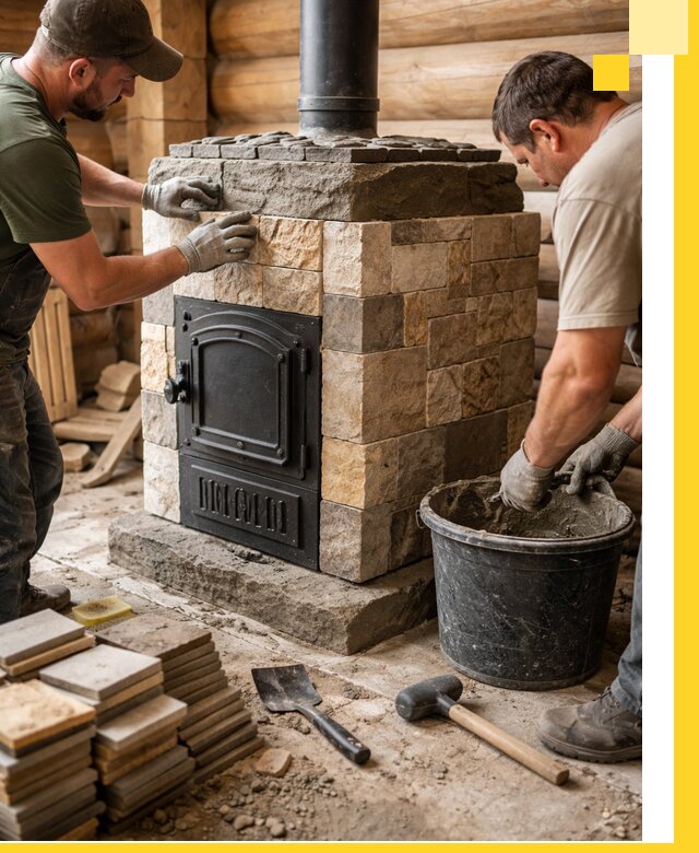 Облицовка банной печи под ключ в Севастополе: камень и плитка