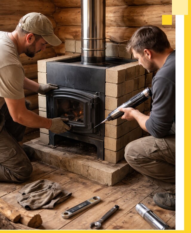 Монтаж и установка печи в бане под ключ с гарантией в Севастополе