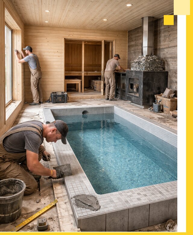 Проект бани с бассейном и сауной в Севастополе под ключ