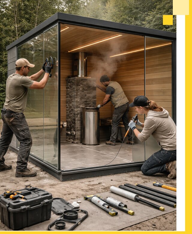 Проектирование и строительство стеклянных бань в Севастополе