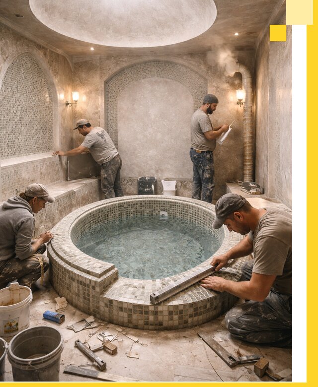 Профессиональное строительство хамама с бассейном в Севастополе под ключ