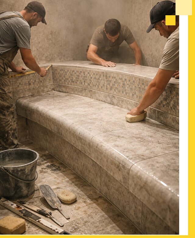 Изготовление и установка сидений для хамама в Севастополе