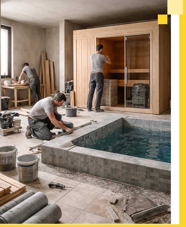 SPA зоны под ключ с бассейном сауной и печью в Севастополе